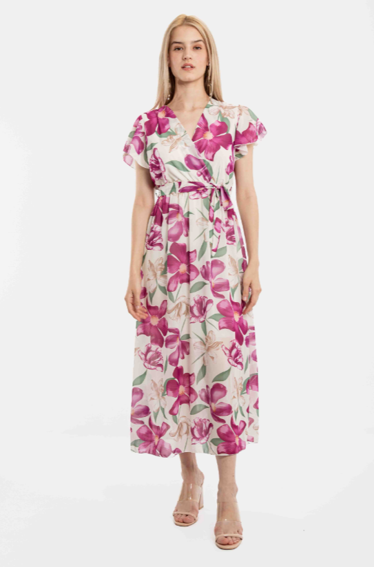 Φόρεμα floral κρουαζέ